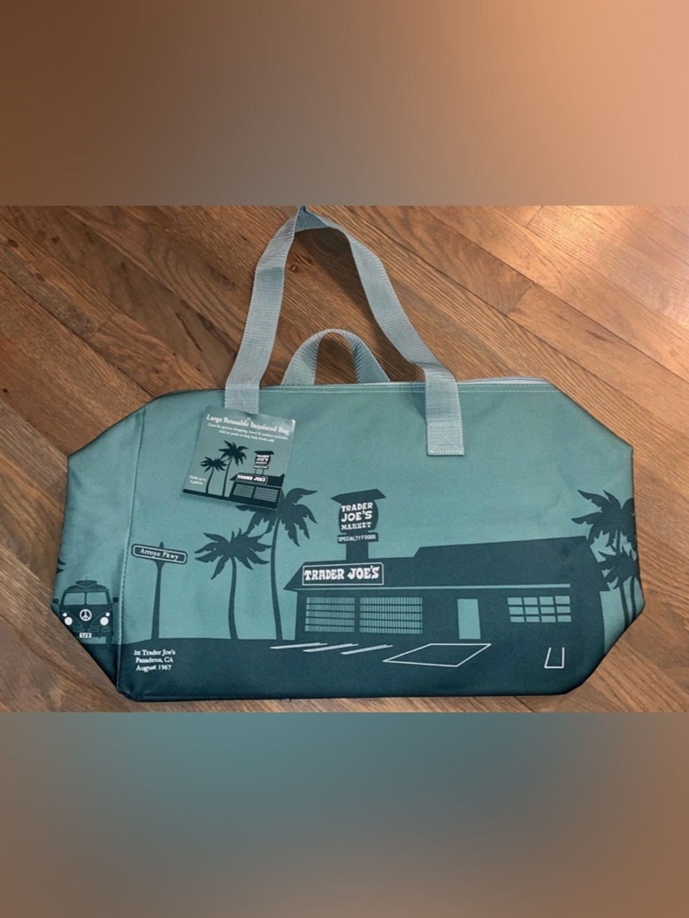 Trader Joe's Reusable Insulated Tote Bag - Teal & Dark Teal